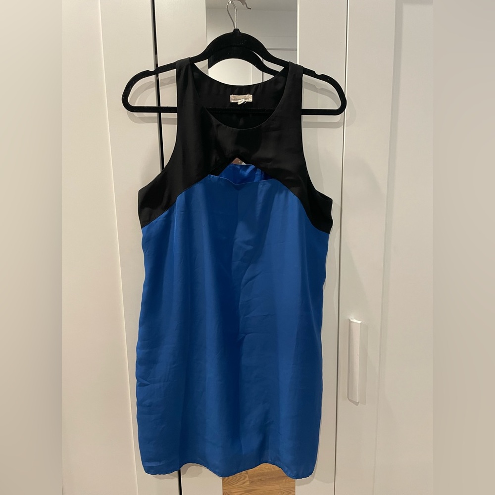 Blue and black dress with cutouts